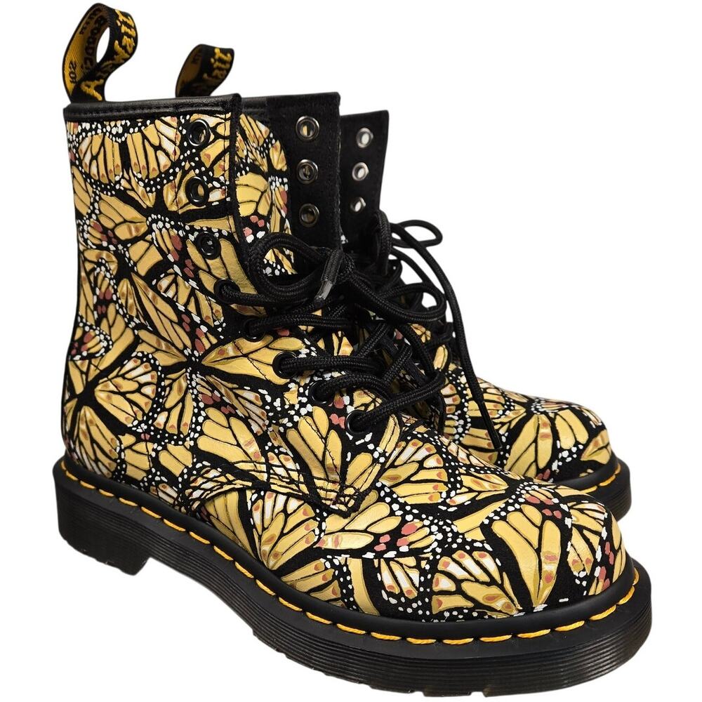 Dr Martens 1460 Monarch Butterfly Print Suede Lace Up Combat Boots Womens Size 5